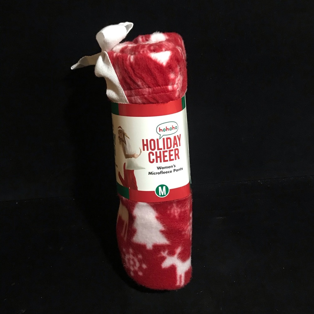 Christmas Pajama Pants Medium PJs Red Christmas Trees Deer Snowflakes New - Picture 5 of 10